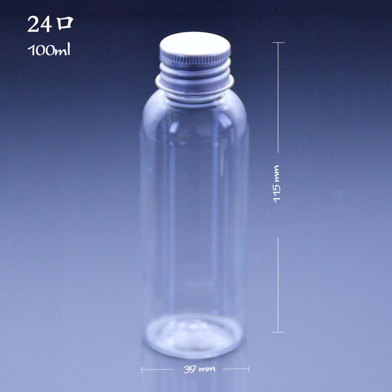 Clear 100ml Capacity 20mm Plastic Juice Bottles With Lids